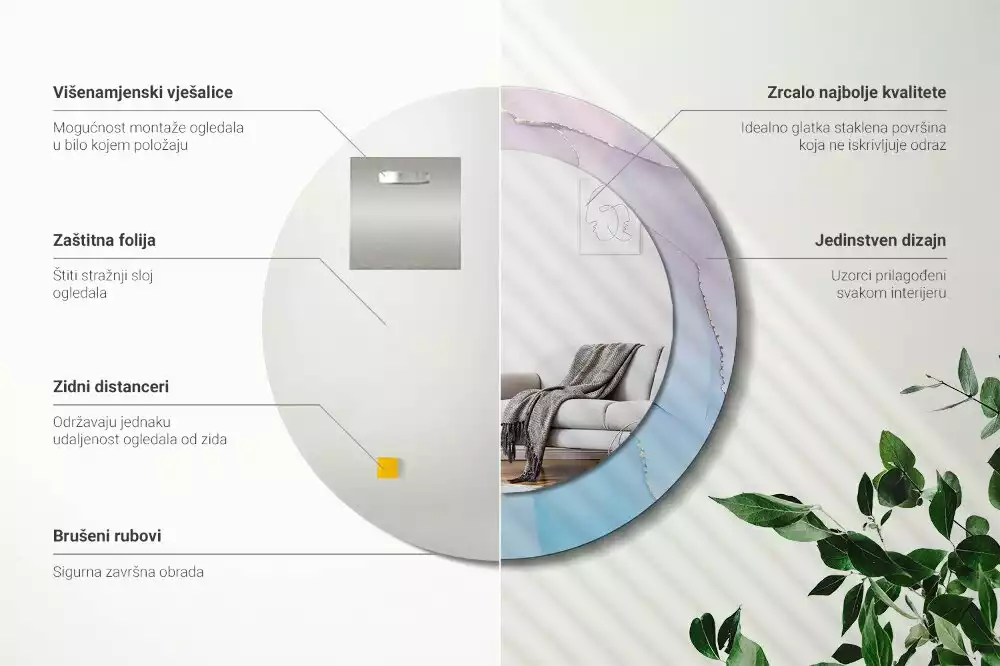 Espelho redondo decorativo Estilo mármore