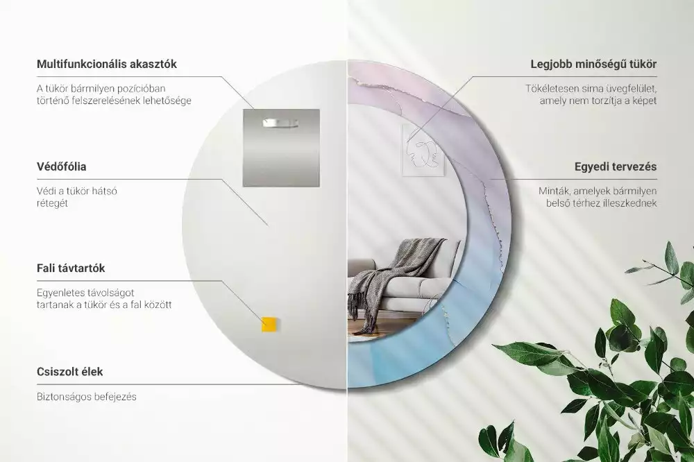 Espelho redondo decorativo Estilo mármore