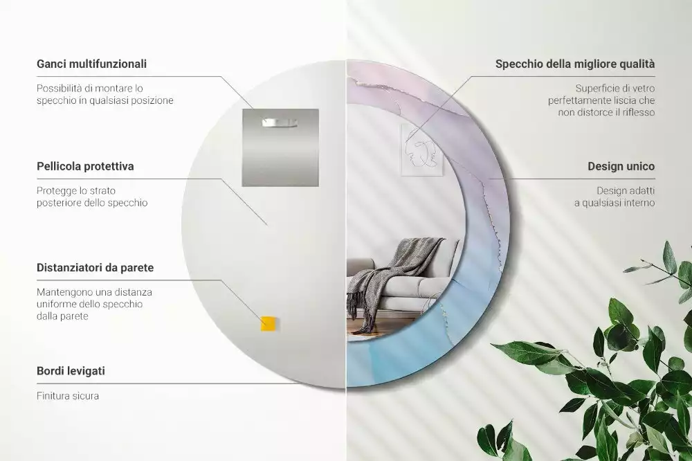 Espelho redondo decorativo Estilo mármore