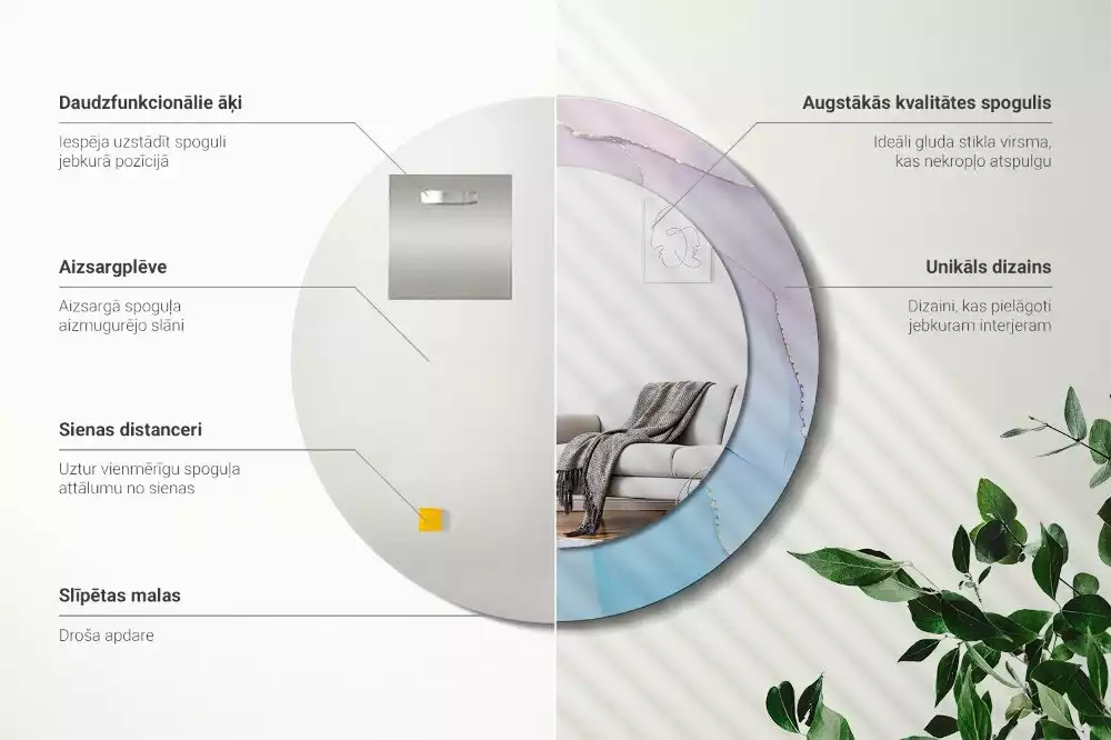 Espelho redondo decorativo Estilo mármore