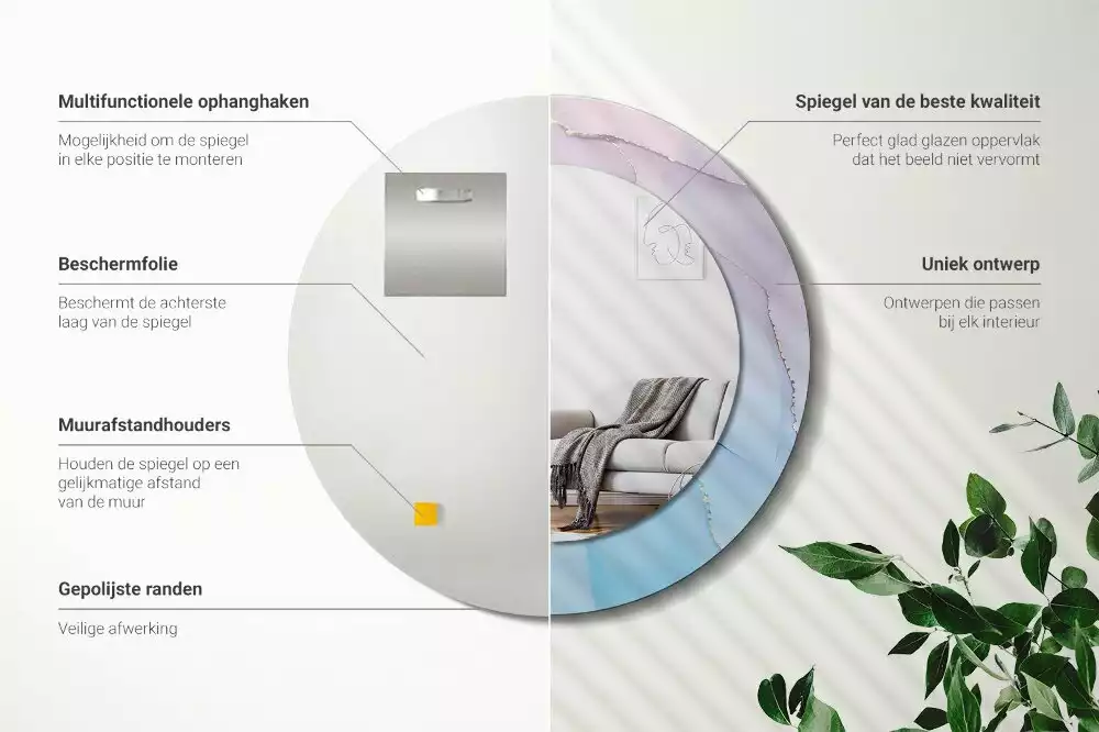 Espelho redondo decorativo Estilo mármore