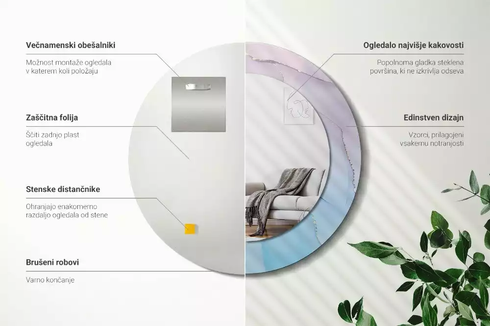 Espelho redondo decorativo Estilo mármore