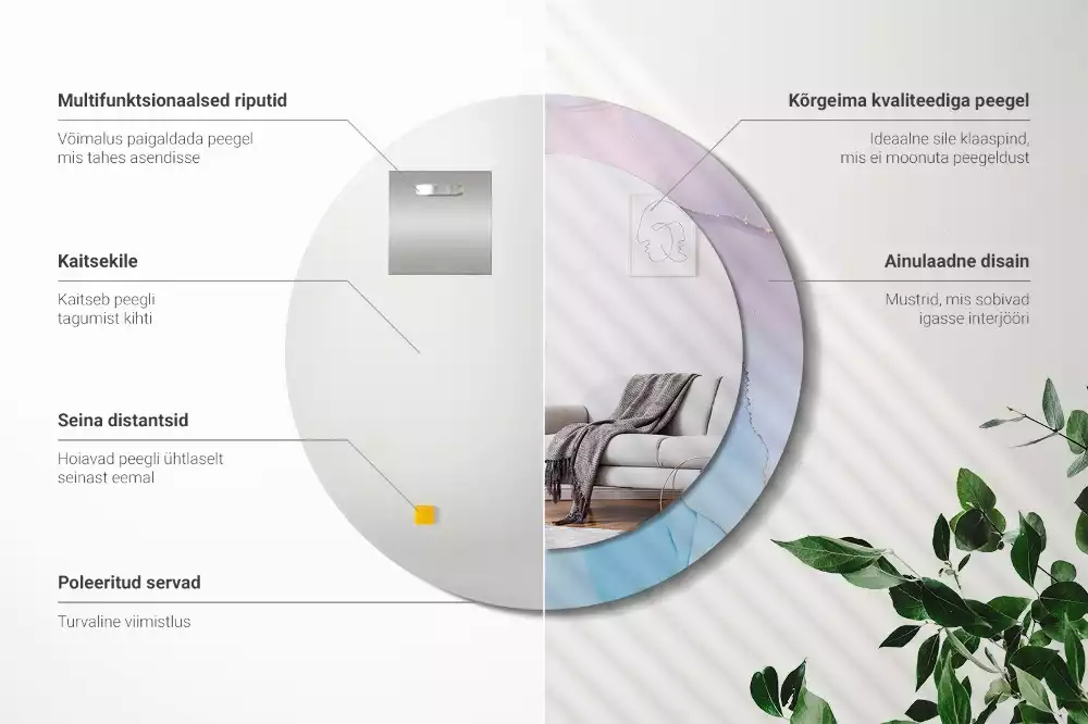 Espelho redondo decorativo Estilo mármore