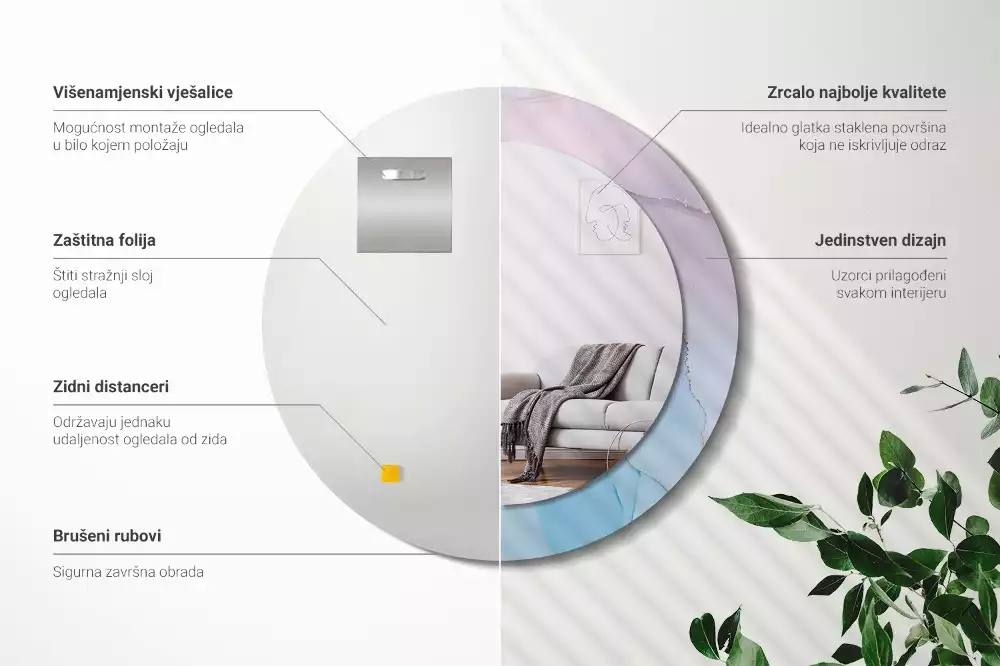 Espelho redondo decorativo Estilo mármore