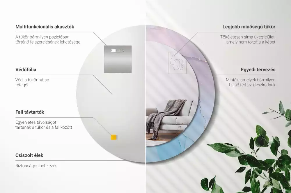 Espelho redondo decorativo Estilo mármore