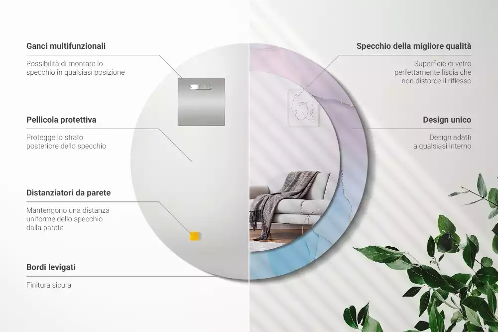 Espelho redondo decorativo Estilo mármore