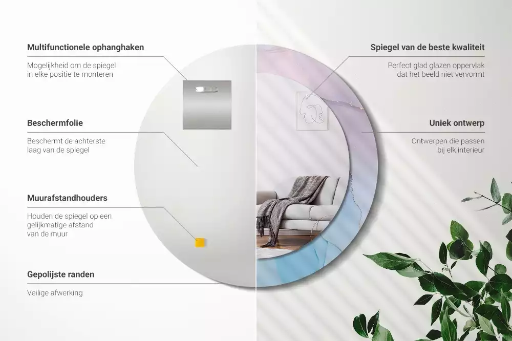 Espelho redondo decorativo Estilo mármore