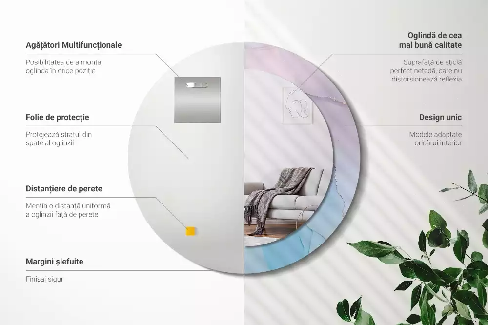 Espelho redondo decorativo Estilo mármore