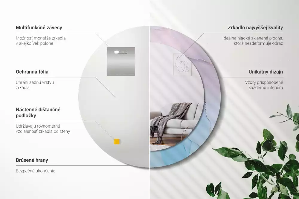 Espelho redondo decorativo Estilo mármore