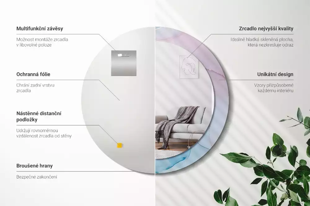 Espelho redondo decorativo Estilo mármore