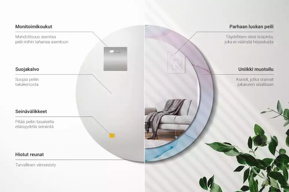 Espelho redondo decorativo Estilo mármore