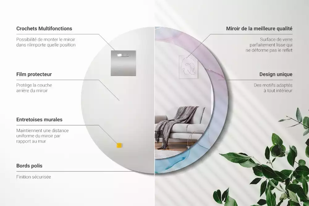 Espelho redondo decorativo Estilo mármore