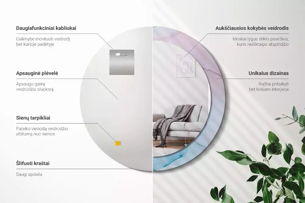 Espelho redondo decorativo Estilo mármore