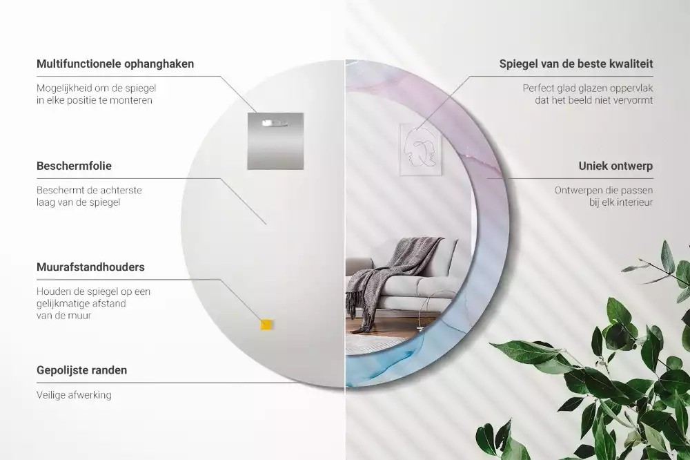 Espelho redondo decorativo Estilo mármore