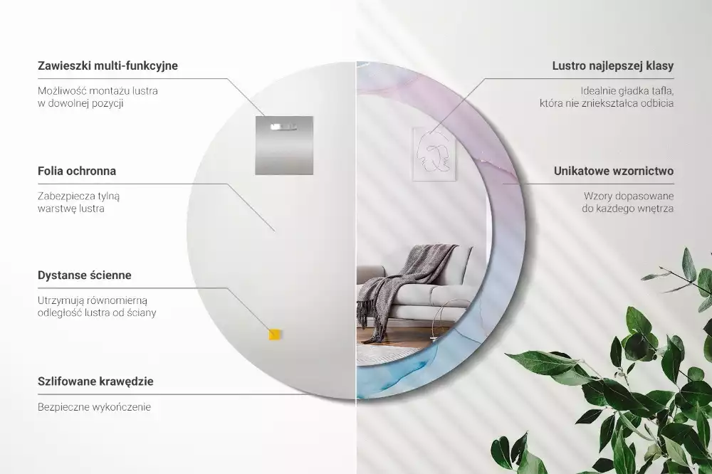 Espelho redondo decorativo Estilo mármore