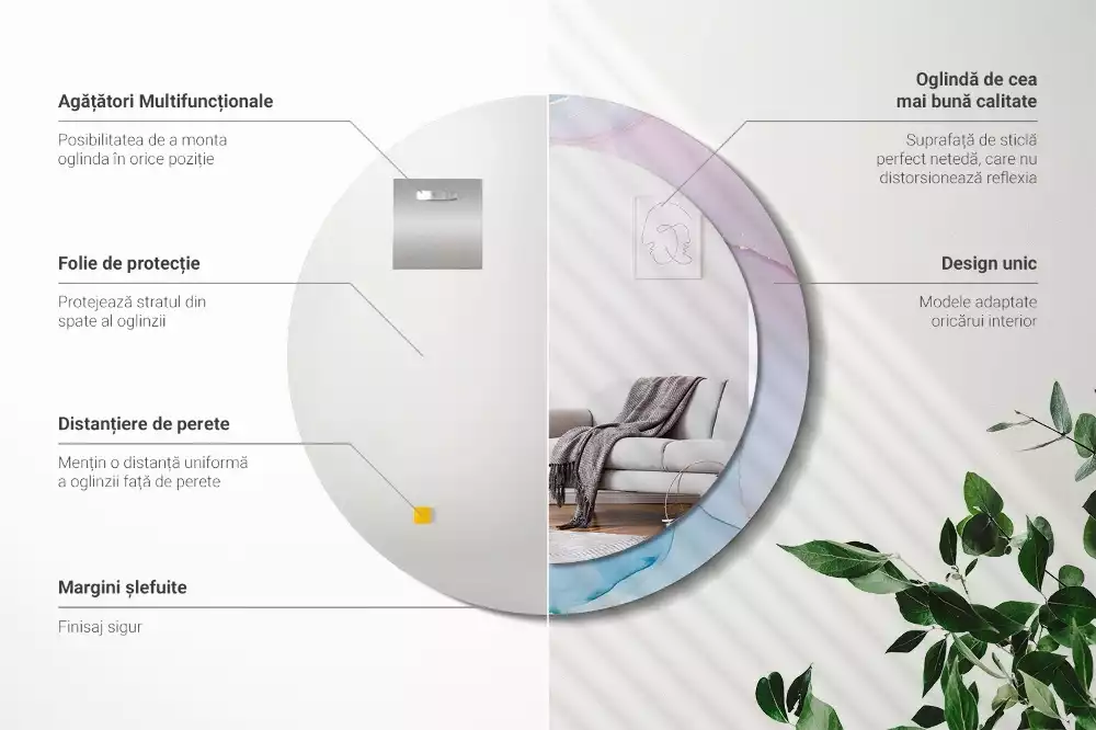 Espelho redondo decorativo Estilo mármore