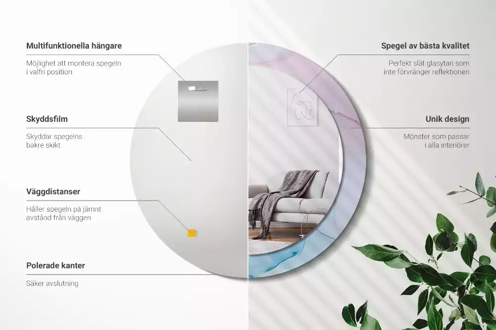 Espelho redondo decorativo Estilo mármore