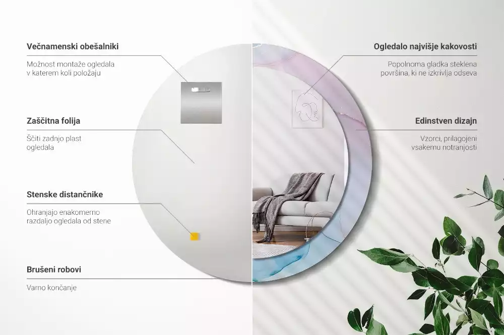 Espelho redondo decorativo Estilo mármore