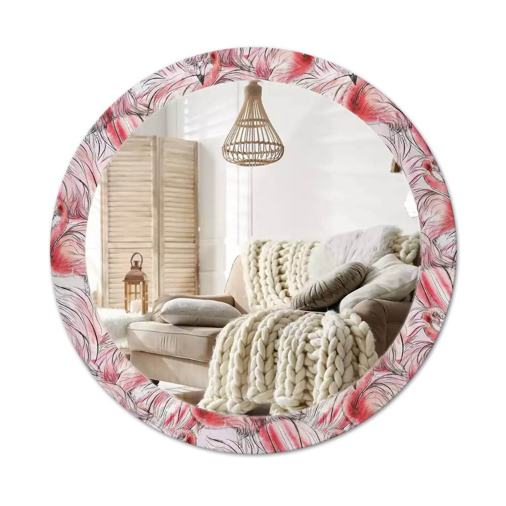Espelho decorativo redondo Flamingos