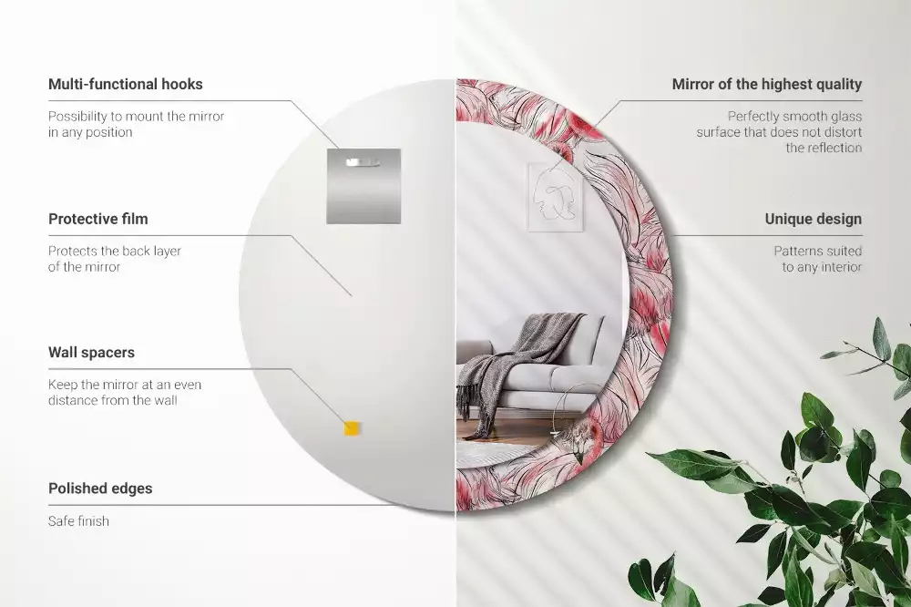 Espelho decorativo redondo Flamingos