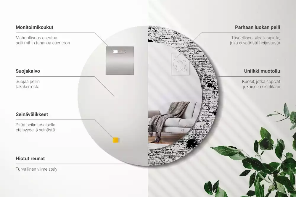 Espelho redondo decorativo Rabiscos