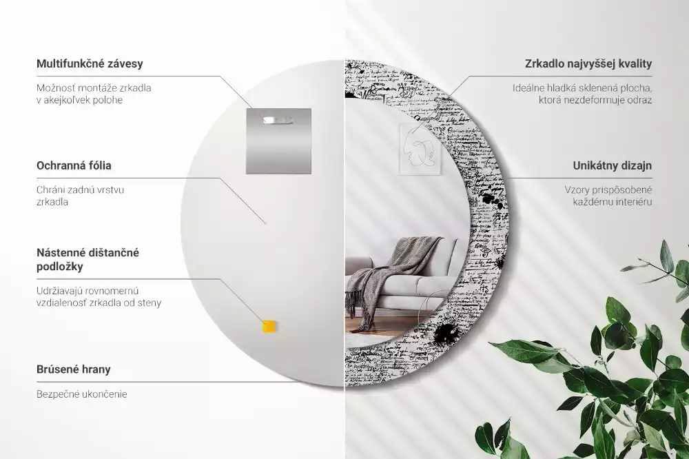 Espelho redondo decorativo Rabiscos