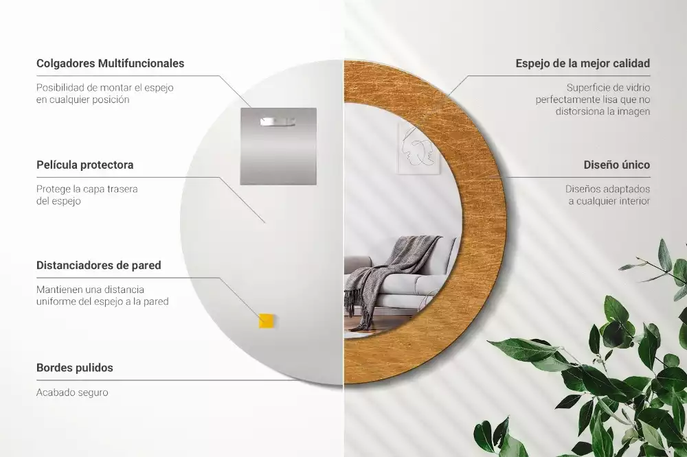 Espelho redondo decorativo Estilo loft vintage