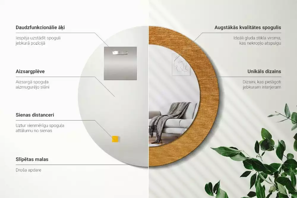 Espelho redondo decorativo Estilo loft vintage