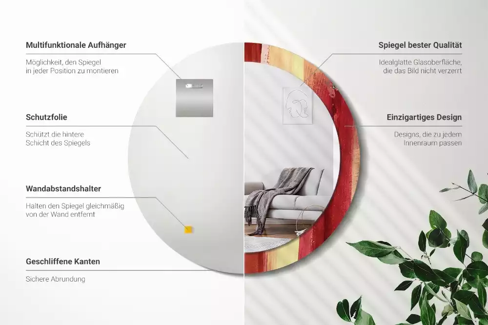 Espelho decorativo redondo Pintura abstrata