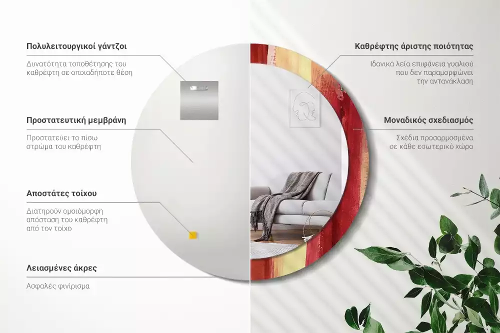 Espelho decorativo redondo Pintura abstrata