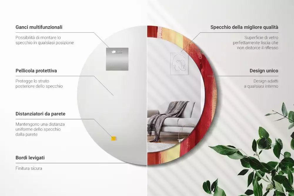 Espelho decorativo redondo Pintura abstrata