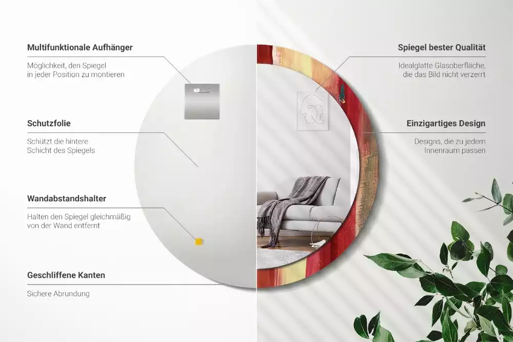 Espelho decorativo redondo Pintura abstrata