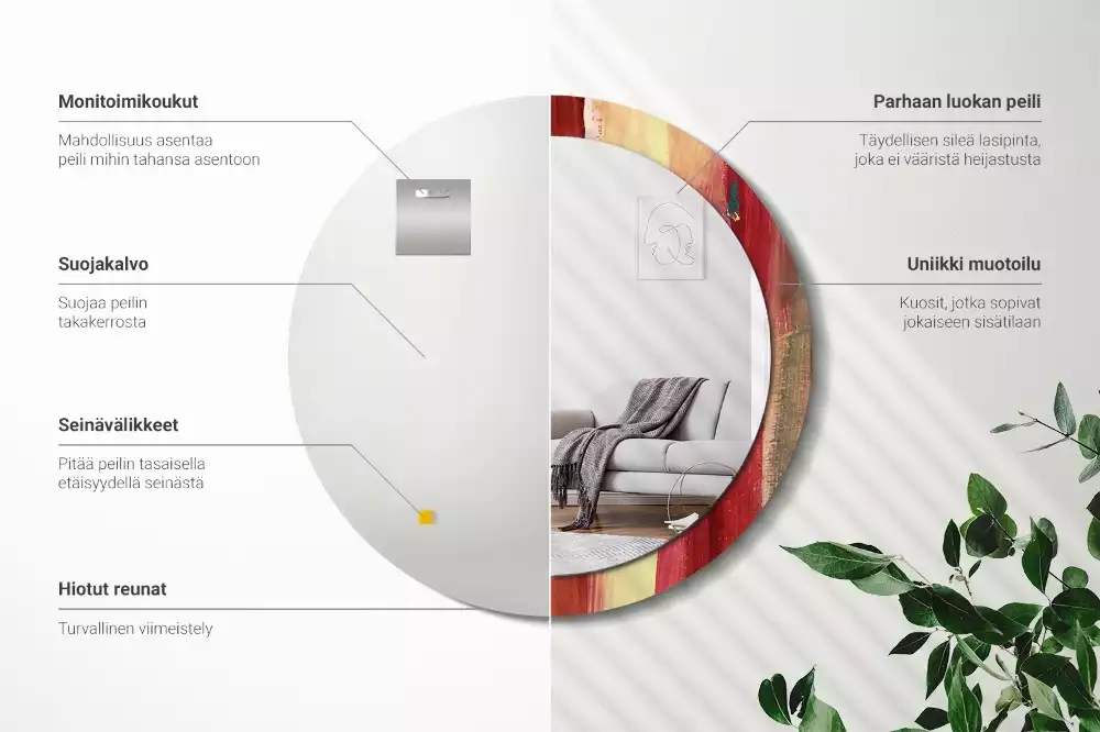 Espelho decorativo redondo Pintura abstrata