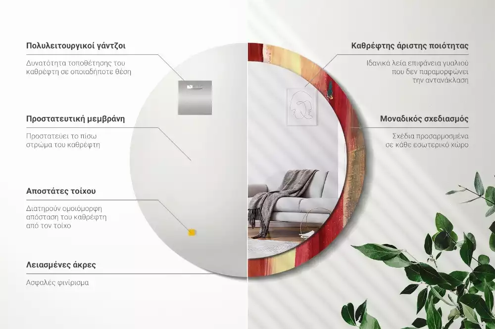 Espelho decorativo redondo Pintura abstrata