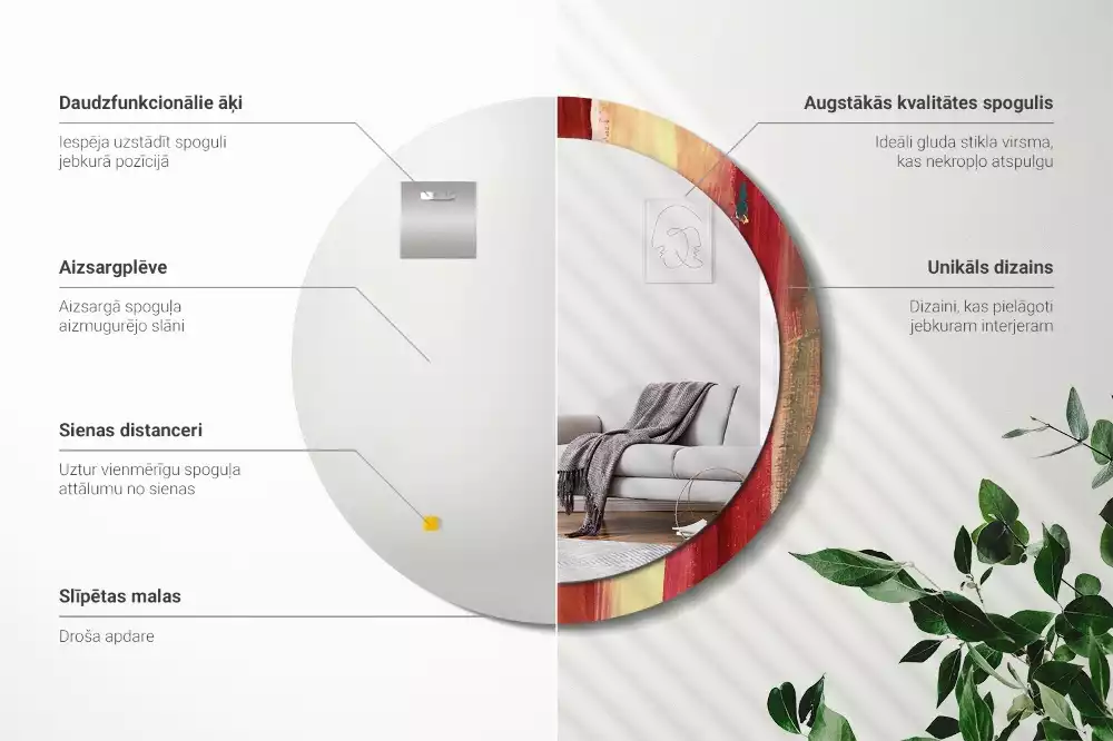 Espelho decorativo redondo Pintura abstrata