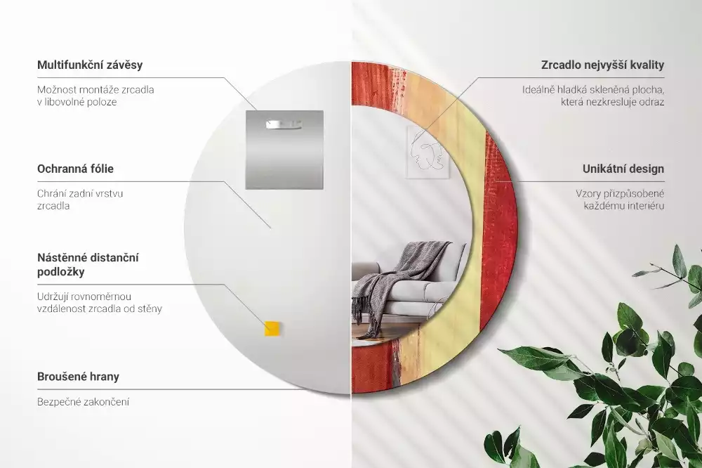 Espelho decorativo redondo Pintura abstrata