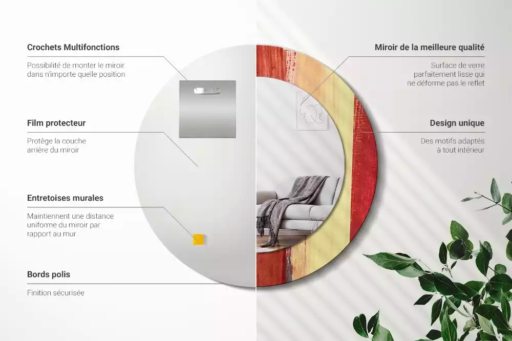 Espelho decorativo redondo Pintura abstrata