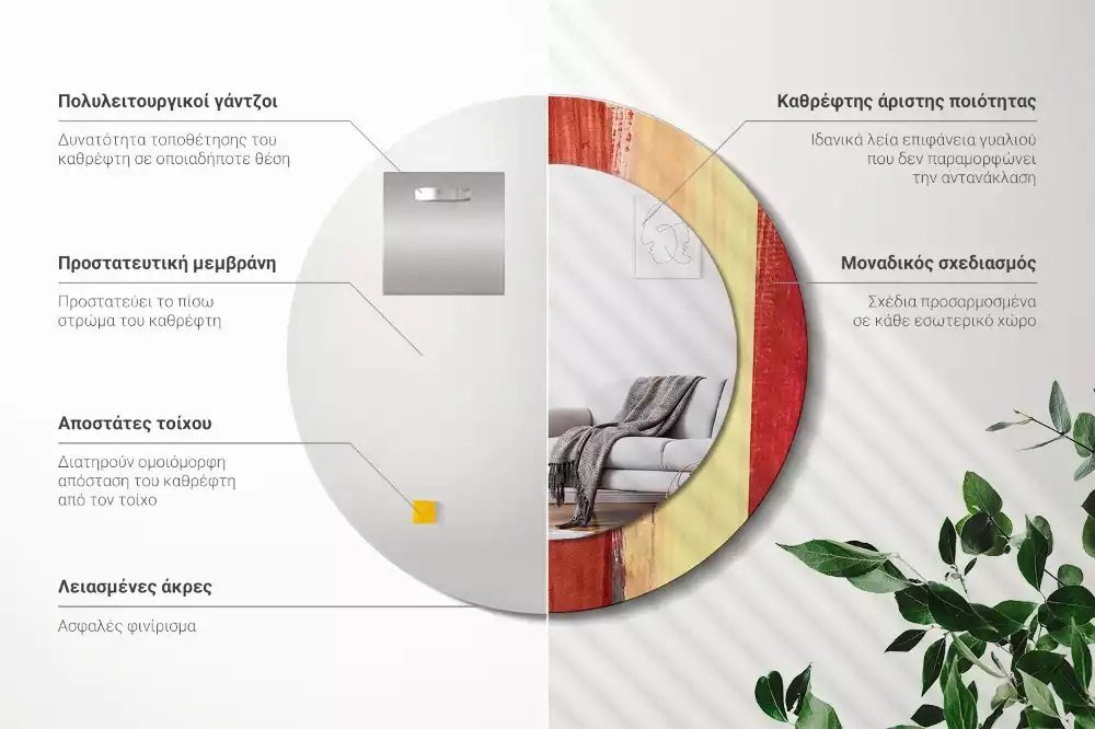 Espelho decorativo redondo Pintura abstrata