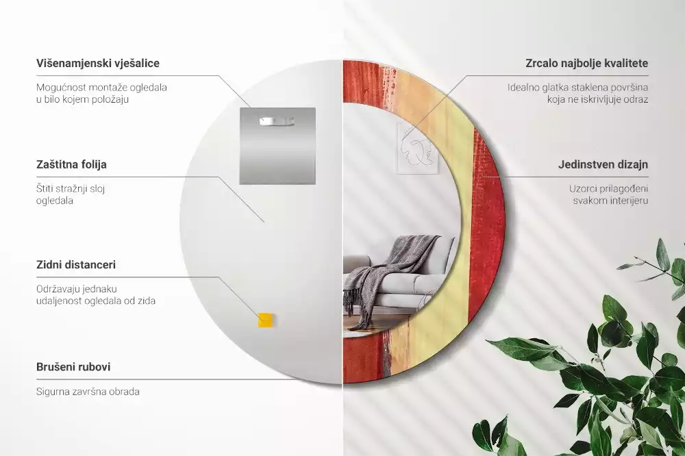 Espelho decorativo redondo Pintura abstrata