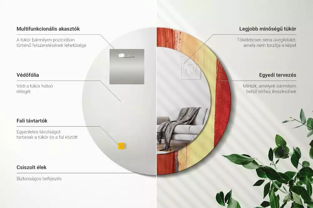 Espelho decorativo redondo Pintura abstrata