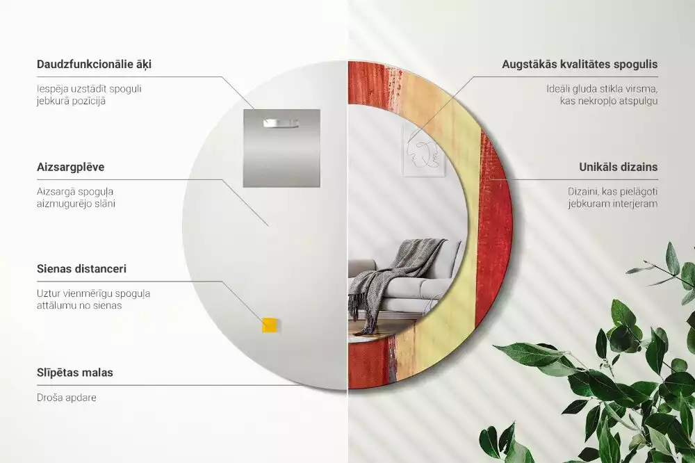 Espelho decorativo redondo Pintura abstrata