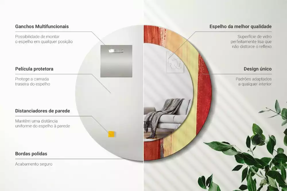 Espelho decorativo redondo Pintura abstrata