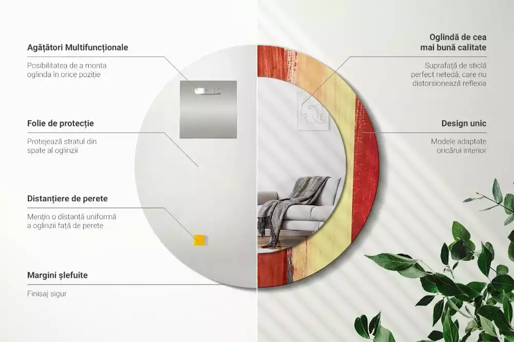 Espelho decorativo redondo Pintura abstrata