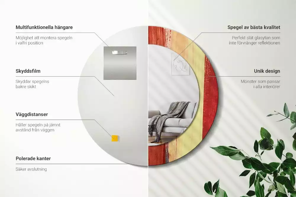 Espelho decorativo redondo Pintura abstrata