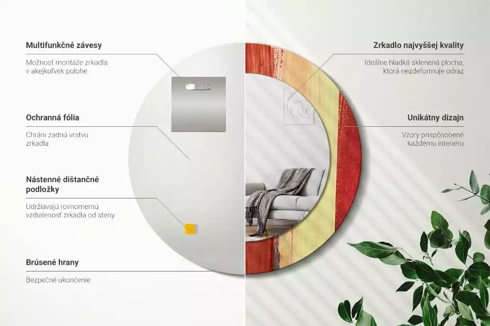 Espelho decorativo redondo Pintura abstrata