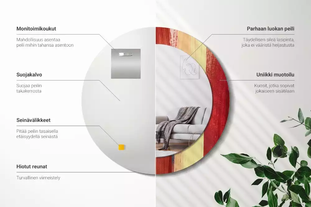 Espelho decorativo redondo Pintura abstrata