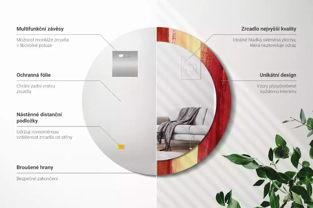 Espelho decorativo redondo Pintura abstrata