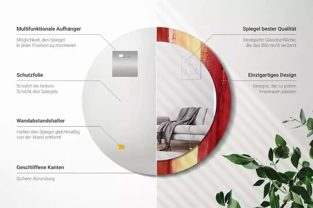 Espelho decorativo redondo Pintura abstrata