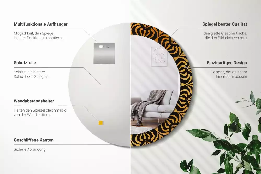 Espelho redondo decorativo Mandala