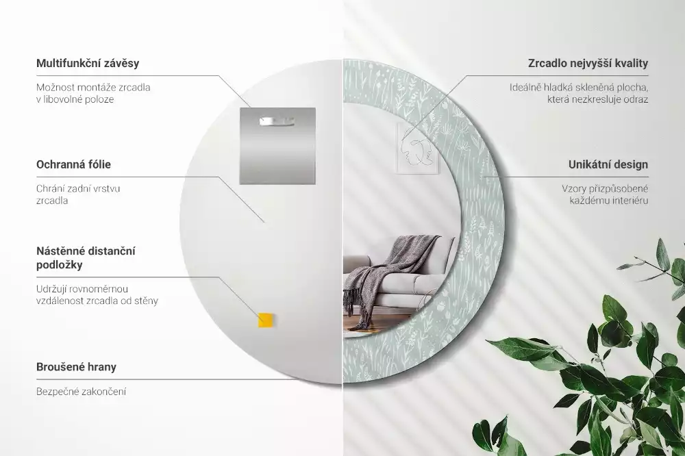 Espelho decorativo redondo Um caracol no prado